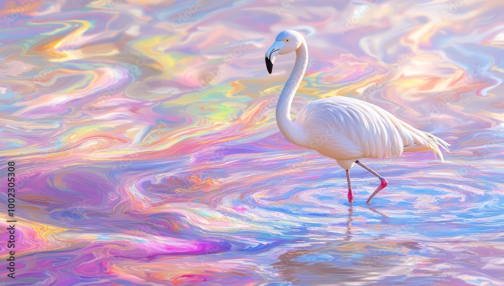 Fototapeta premium Abstract flamingo wallpaper in pastel colors. Wallpaper with cute flamingo birds in generative AI.