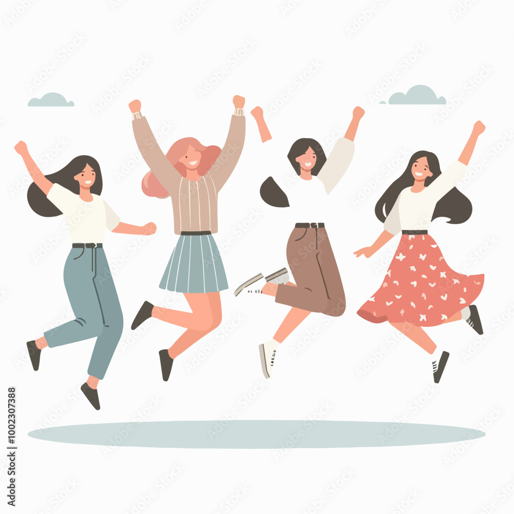 character of a schoolgirl, cheerful, jumping, happy, successful character of a schoolgirl, cheerful, jumping, happy, successful