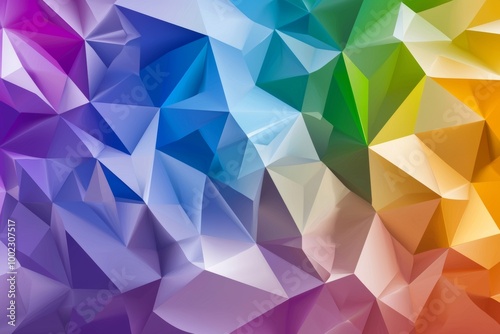 Abstract shapes on an abstract rainbow or prism colored background