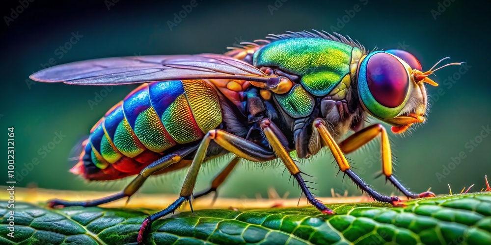 An intricate close-up captures a Symphyta insect on a leaf, revealing exquisite details of its body structure and An intricate close-up captures a Symphyta insect on a leaf, revealing exquisite details of its body structure and