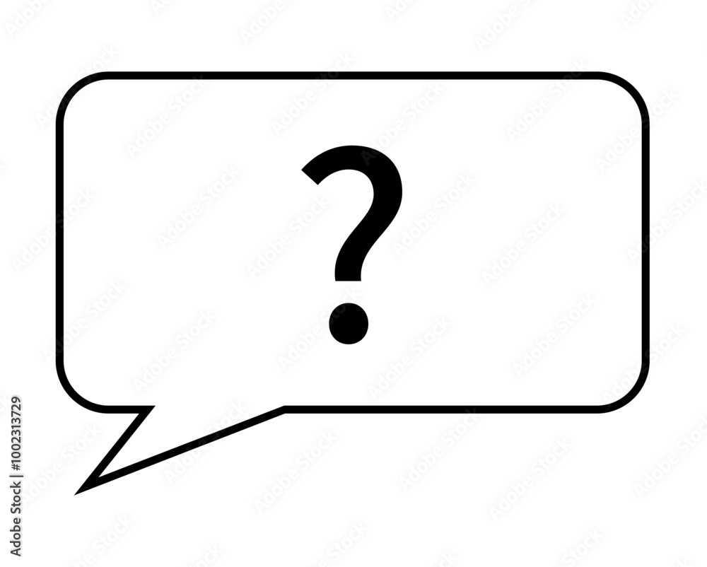 Speech bubble containing question mark against white background. Ideal for communication, inquiry, support, FAQ, educational purposes. Clean and minimalistic design, vector style Speech bubble containing question mark against white background. Ideal for communication, inquiry, support, FAQ, educational purposes. Clean and minimalistic design, vector style