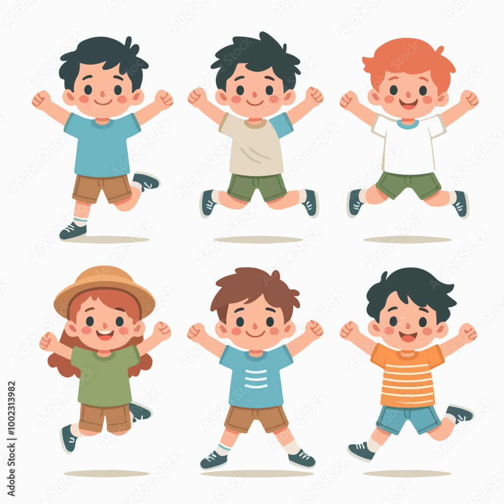 flat collection of boy character illustrations flat collection of boy character illustrations