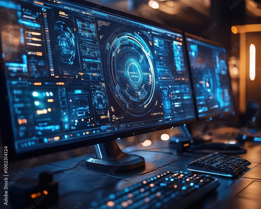 Distance learning setup with multiple holographic screens and futuristic communication tools Futuristic Minimalist High Detail Distance learning setup with multiple holographic screens and futuristic communication tools Futuristic Minimalist High Detail