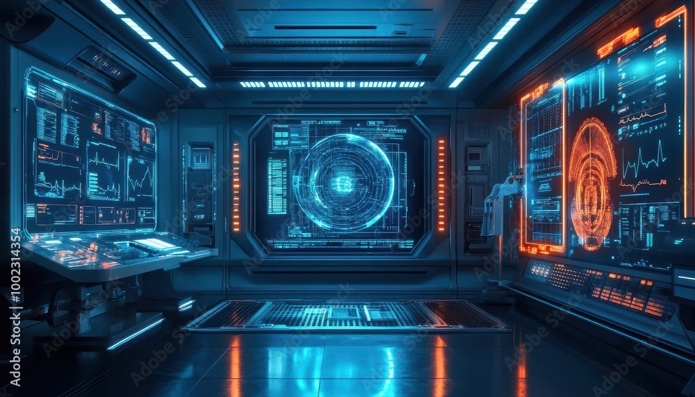 Doctor s appointment in a futuristic clinic, with holographic medical charts and diagnostics Futuristic Hologram High Detail Doctor s appointment in a futuristic clinic, with holographic medical charts and diagnostics Futuristic Hologram High Detail
