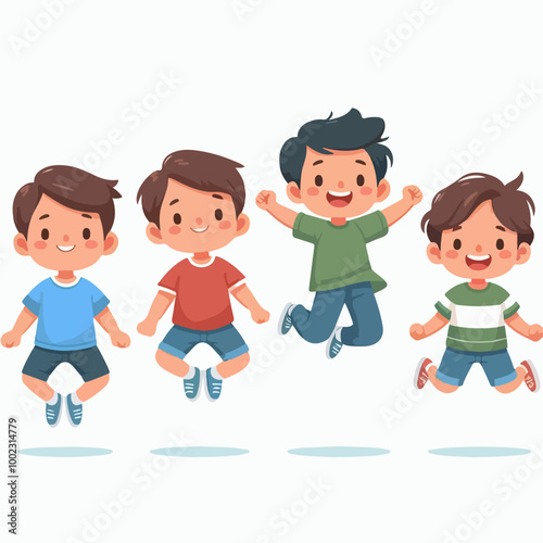 flat collection of boy character illustrations