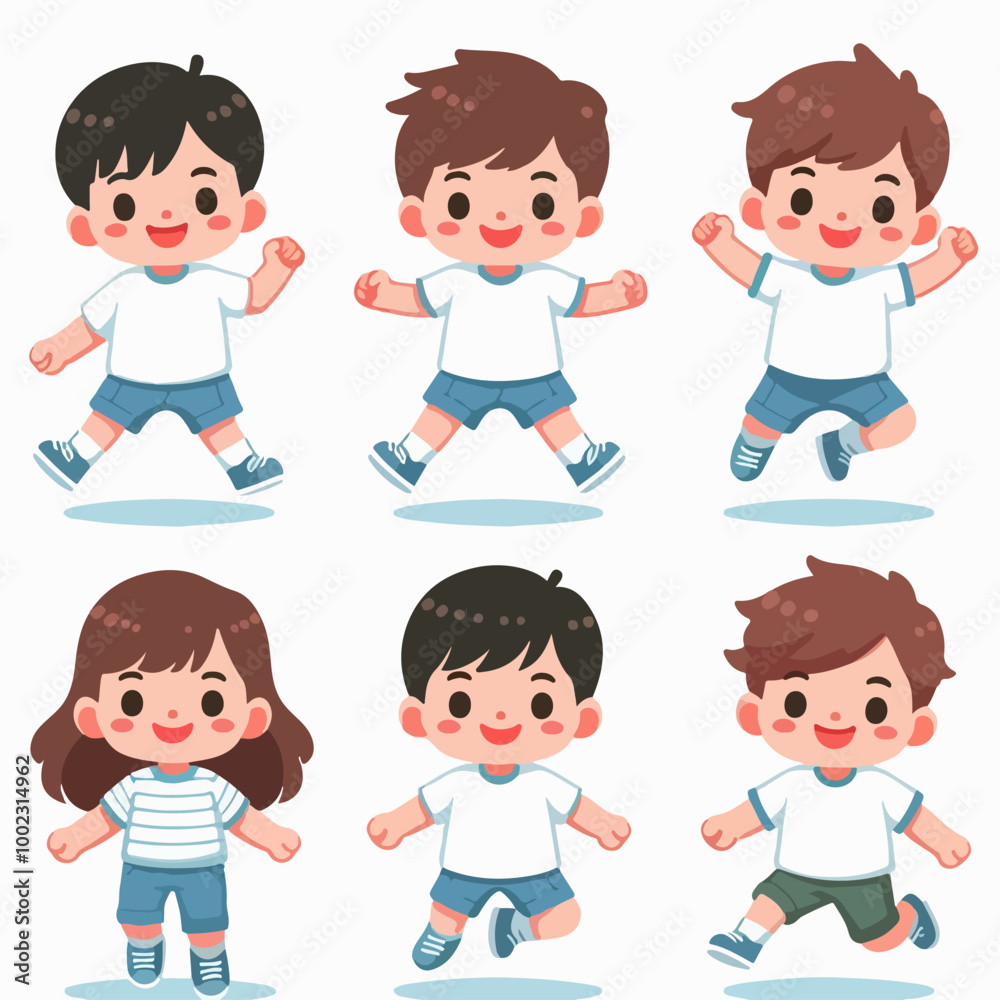 flat collection of boy character illustrations flat collection of boy character illustrations