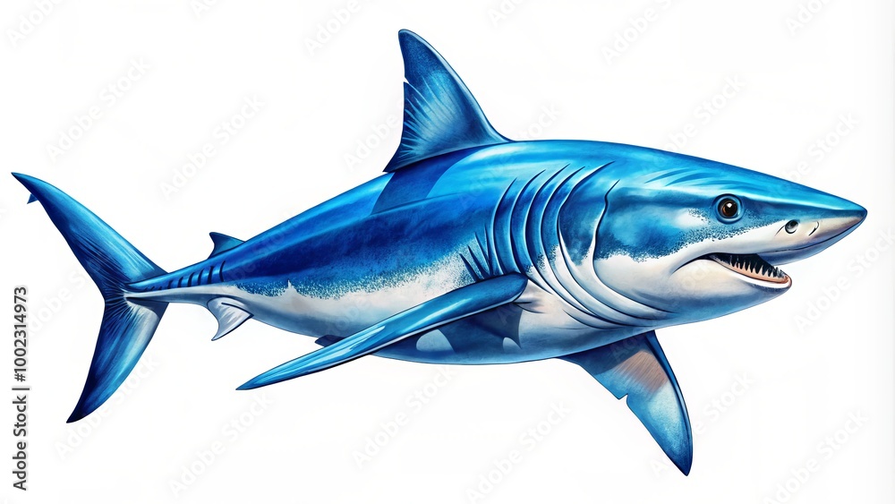 Fototapeta premium A sleek, one-color shark drawing capturing the essence of marine life, ideal for minimalist decor and ocean-themed art,