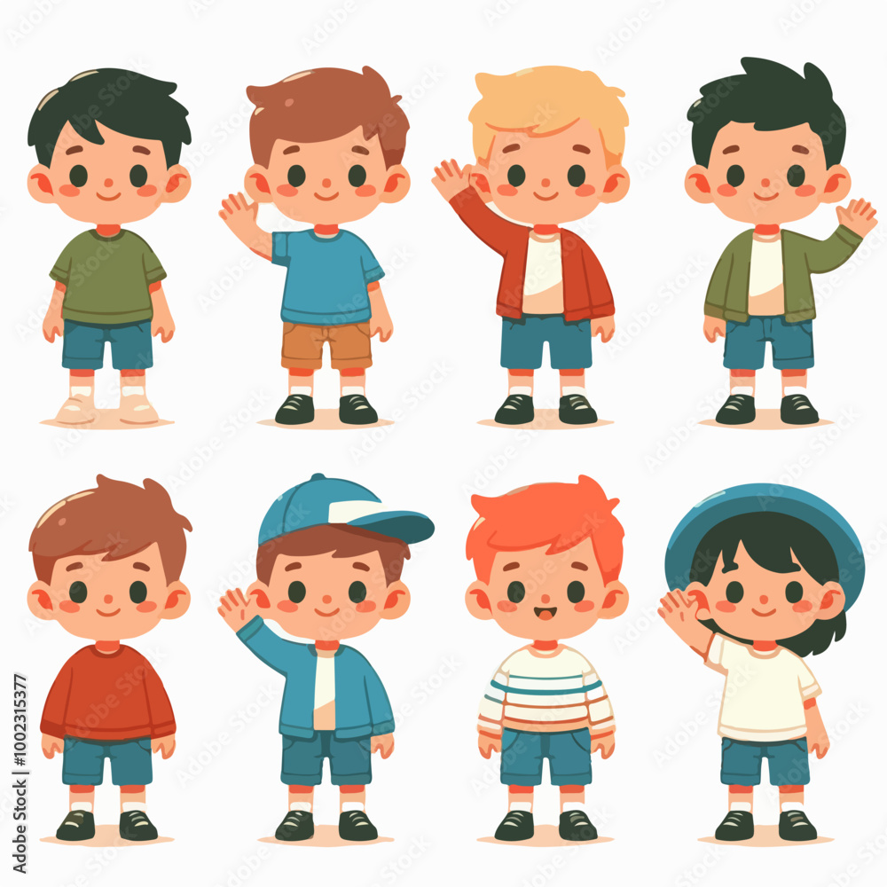 flat collection of boy character illustrations flat collection of boy character illustrations