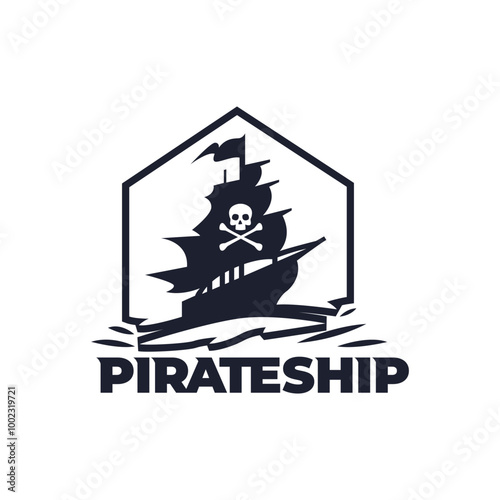 lustrate a emblem-style pirate ship, Pirate Inside his Sailing Ship