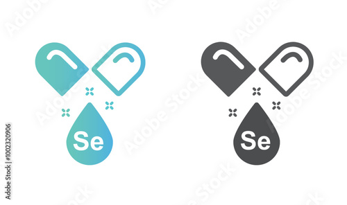 Selenium minerals inside blue bubble, icon, vector.