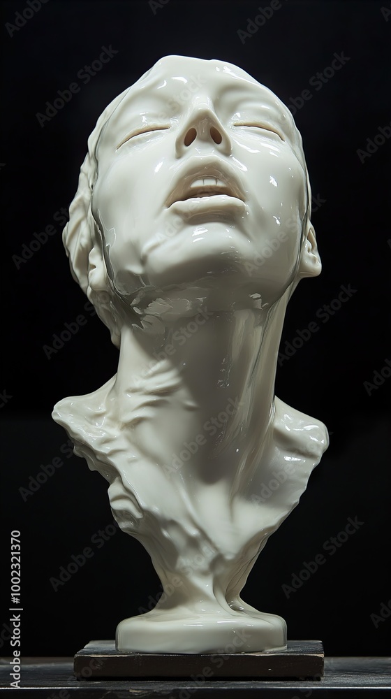 White Ceramic Sculpture of a Human Head White Ceramic Sculpture of a Human Head