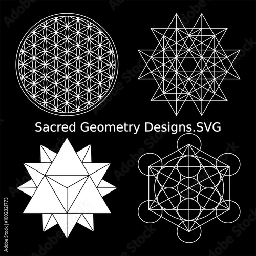 Sacred Geometry Designs - Seed of Life, Flower of Life, Metatron's Cube, and Vesica 