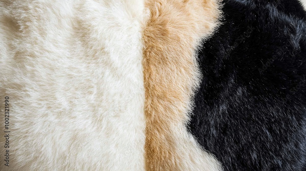 Obraz premium A close-up of a black, white, and tan fur texture resembling something from space