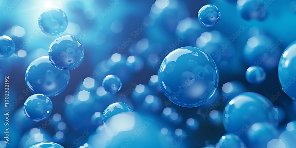 Multiple blue spheres in air Multiple blue spheres in air