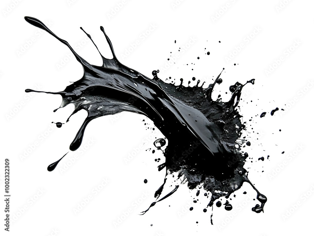 Bold Black Ink Splash Creating a Dramatic and Dynamic Visual Impact on a White Background Bold Black Ink Splash Creating a Dramatic and Dynamic Visual Impact on a White Background