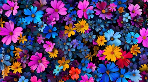 A vibrant bouquet of pink, purple, and yellow flowers in full bloom celebrates the beauty of spring and summer