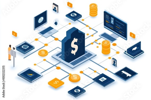 Digital finance network illustration
