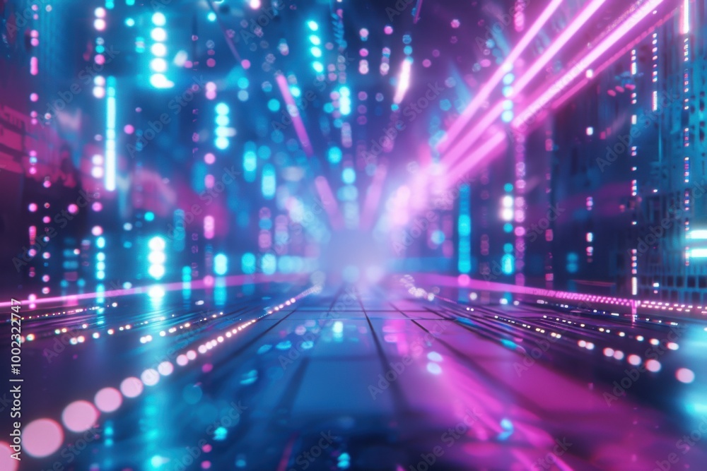 Fototapeta premium Neon Light Streaks: Dynamic Futuristic Design with Vibrant Abstract Neon Colors