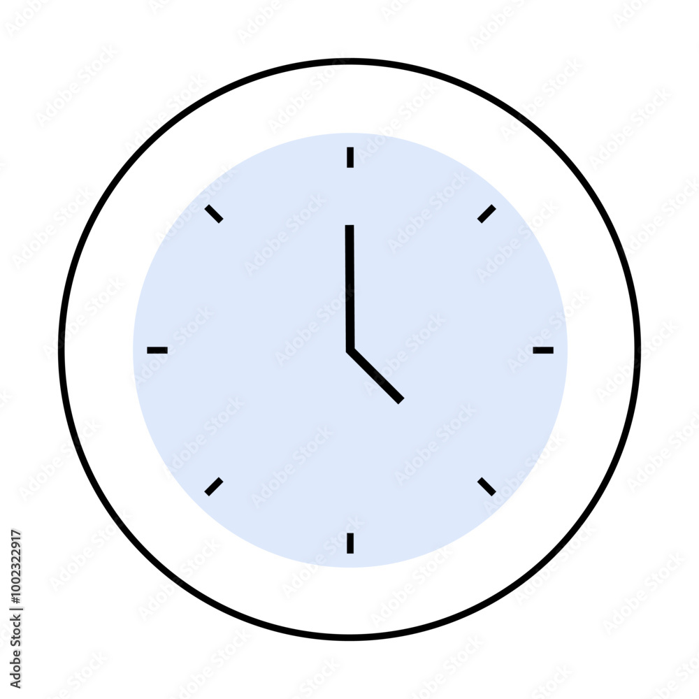 Simple clock showing time with minimalistic lines on a white background and black outer circle. Ideal for time management, punctuality, schedules, minimalist art, digital interfaces. Simple clock showing time with minimalistic lines on a white background and black outer circle. Ideal for time management, punctuality, schedules, minimalist art, digital interfaces.