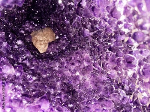 Texture of natural amethyst crystals. Natural background. photo