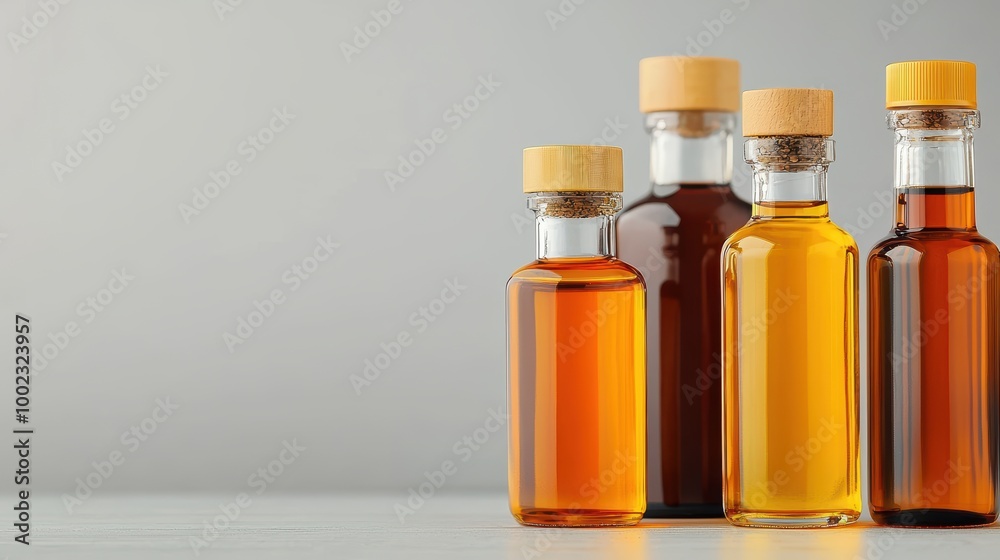 Assorted Glass Bottles with Natural Liquid Contents Assorted Glass Bottles with Natural Liquid Contents