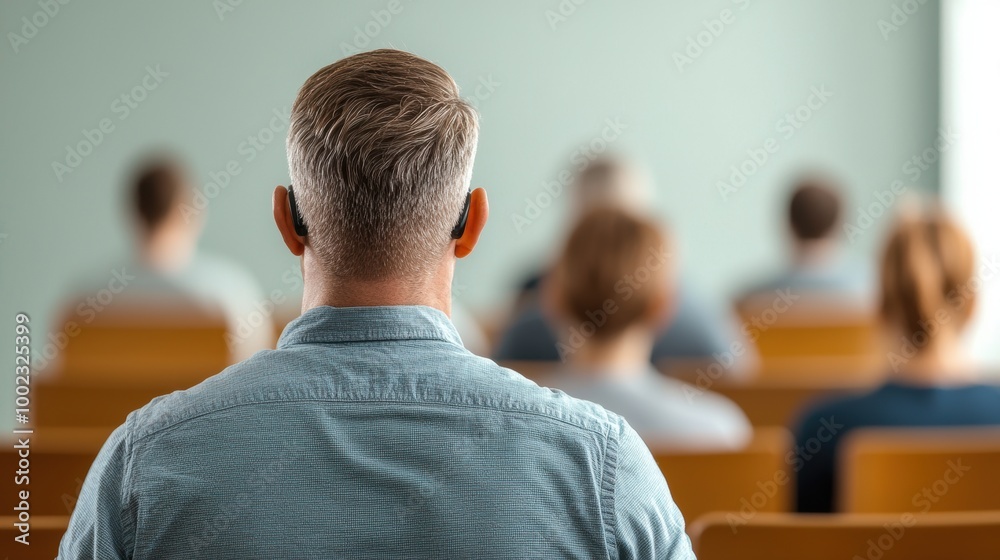 Attendees in a Seminar with Focus on Back View