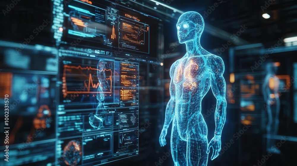 Telemedicine appointment with holographic doctor avatars and virtual health diagnostics Futuristic Hologram 3D Render Telemedicine appointment with holographic doctor avatars and virtual health diagnostics Futuristic Hologram 3D Render
