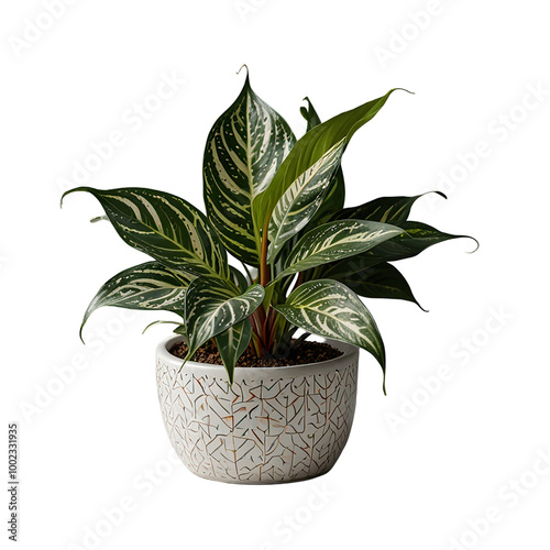 A contemporary green escape. Isolated indoor plant on a transparent backdrop. High Resolution images.