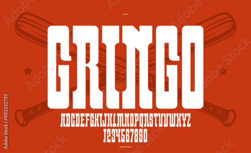 Bold serif typeface in old vintage American style, wild west, saloon and western style modern new vector font for logos and emblems, display font for posters and headlines, titles and slogans.
