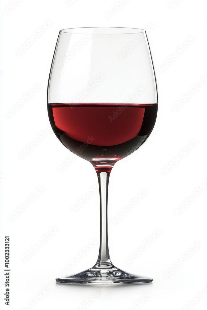 Elegant Red Wine Glass Filled With Rich Wine Against a Plain White Background Elegant Red Wine Glass Filled With Rich Wine Against a Plain White Background