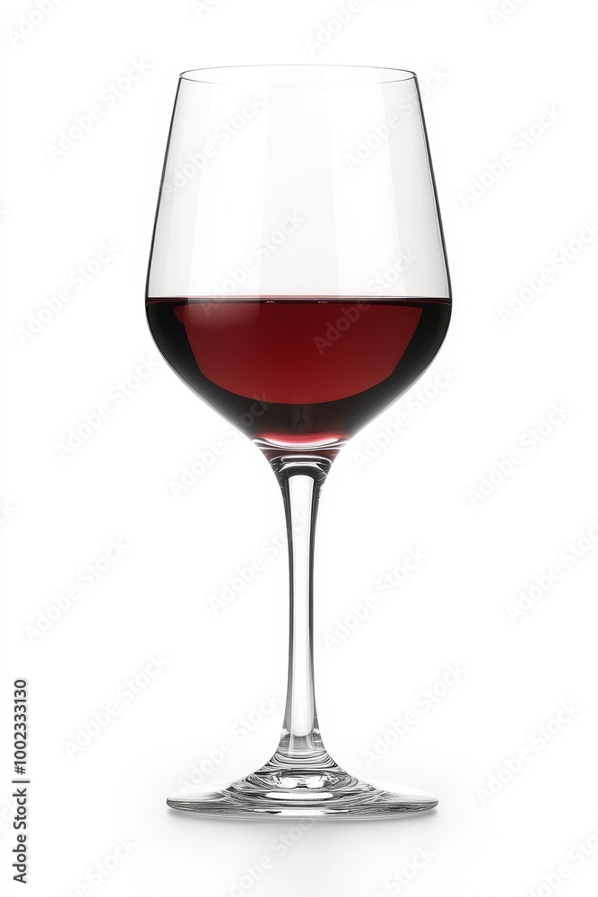 Elegant Red Wine Glass Filled With Rich Red Wine on a White Background Elegant Red Wine Glass Filled With Rich Red Wine on a White Background