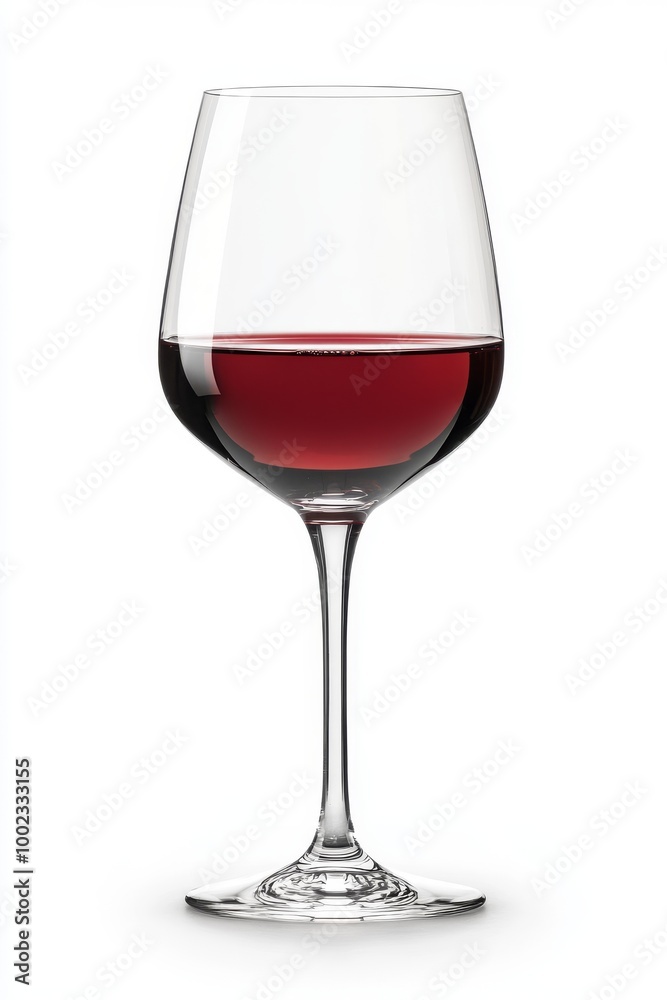A Glass of Red Wine on a White Background Showcasing the Rich Color and Clarity of the Beverage A Glass of Red Wine on a White Background Showcasing the Rich Color and Clarity of the Beverage