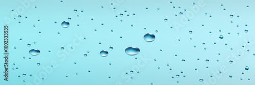 Rain transparent drops flow down the glass.Realistic wet condensation texture.Fresh water splash effect on the surface.Liquid spreading droplet shapes.