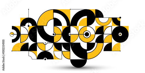 Abstract vector geometric background, tech engineering look like shapes and lines composition, mechanical engine industry style, modular mosaic isolated.