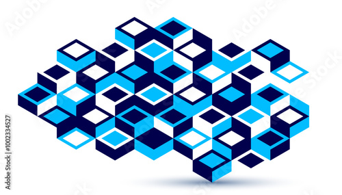 Fototapeta Naklejka Na Ścianę i Meble -  Isometric 3D cubes vector abstract geometric background, abstraction art polygonal graphic design wallpaper, cubic shapes and forms composition lowpoly style.