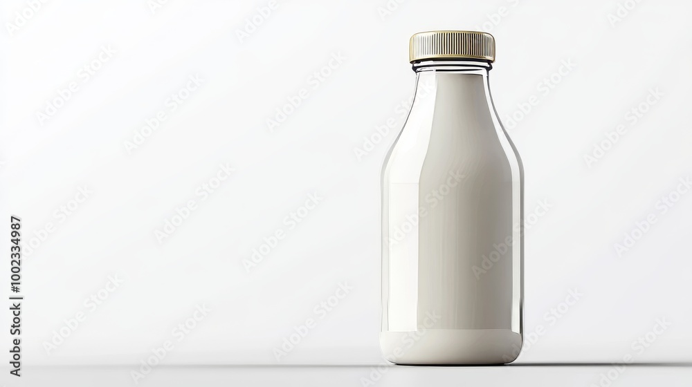 Clear Glass Bottle of Milk on a Neutral Background in a Bright Kitchen Setting During Daytime Clear Glass Bottle of Milk on a Neutral Background in a Bright Kitchen Setting During Daytime