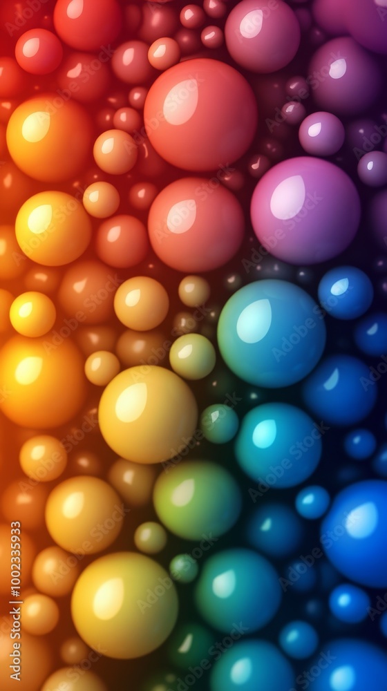 Colorful Abstract Pattern of Glossy Spheres Arranged in a Vibrant Gradient Design Colorful Abstract Pattern of Glossy Spheres Arranged in a Vibrant Gradient Design
