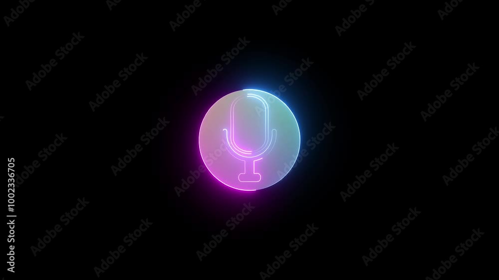Neon line Microphone icon animation concept video. with radio wave. Neon line Microphone icon animation concept video. with radio wave.