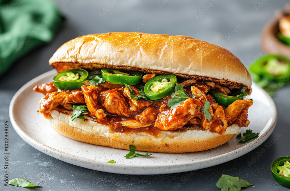 Savory Spicy Chicken Sandwich with Jalape?os and Creamy Sauce for a Kick Savory Spicy Chicken Sandwich with Jalape?os and Creamy Sauce for a Kick