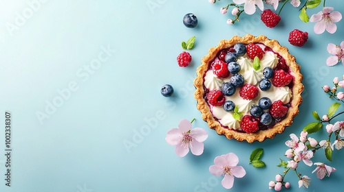  Blueberry Pie with Raspberries, Cherries and Blueberries