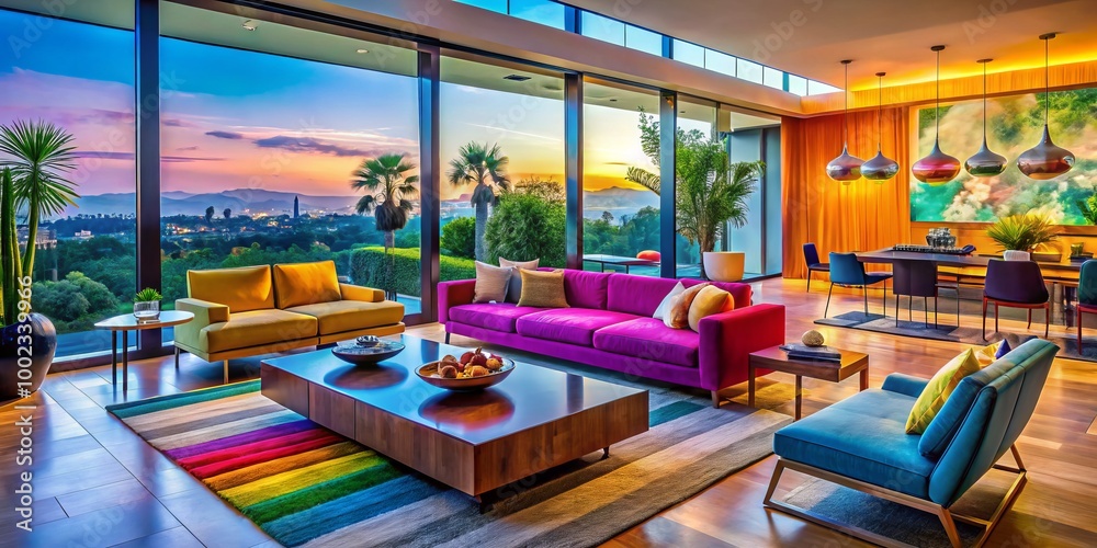 Fototapeta premium Explore Los Angeles' innovative interior design scene, featuring contemporary aesthetics and unique concepts that
