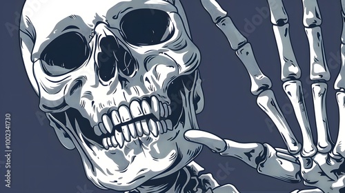 Skull and bones tattoo design for halloween horror