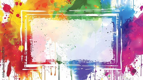 Abstract Watercolor Background with Vibrant Splashes