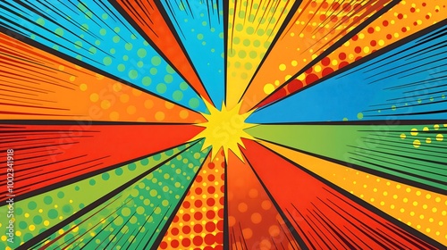 Grunge vintage sunburst wallpaper with colorful rays and bright stars
