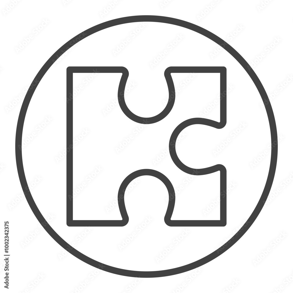 Circle with Puzzle vector Jigsaw Puzzles icon or sign in thin line style Circle with Puzzle vector Jigsaw Puzzles icon or sign in thin line style