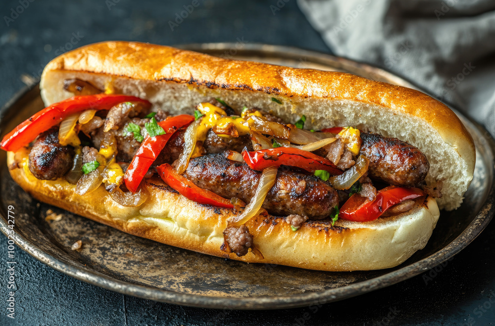 Savory Sausage and Pepper Sandwich with Saut?ed Vegetables for a Hearty Bite Savory Sausage and Pepper Sandwich with Saut?ed Vegetables for a Hearty Bite