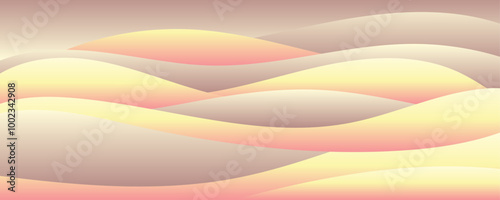 Abstract Trendy Calm Background with Curves and Soft Pastel Colors Gradient