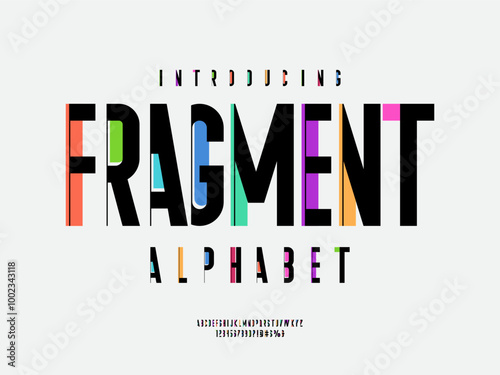 Vector of modern abstract alphabet design with uppercase, numbers and symbols
