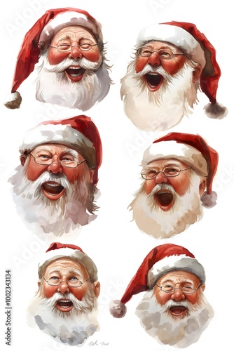 Cartoon Santa Claus with a red hat, white beard, and a gift bag, ready for the holiday season