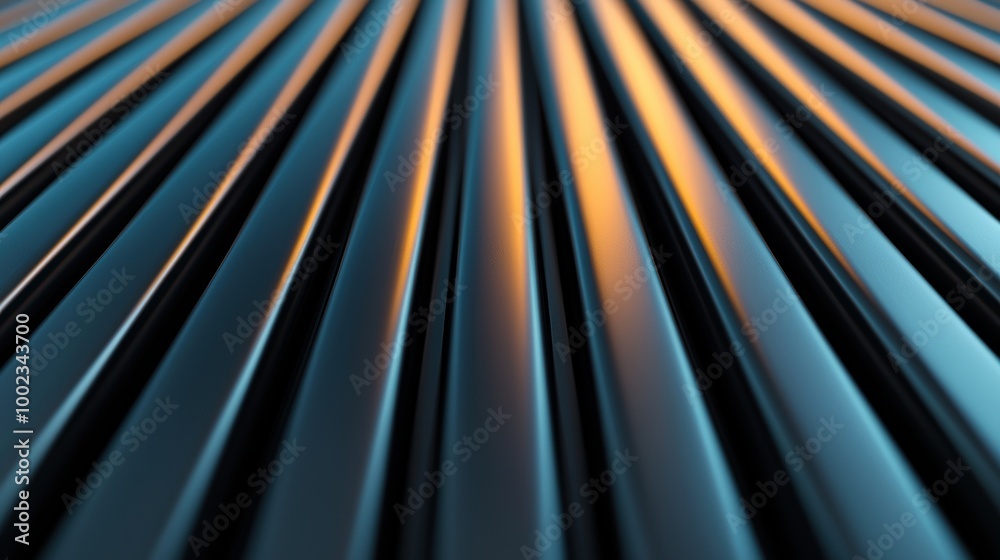 Abstract Close-Up of Reflective Metal Strips Abstract Close-Up of Reflective Metal Strips